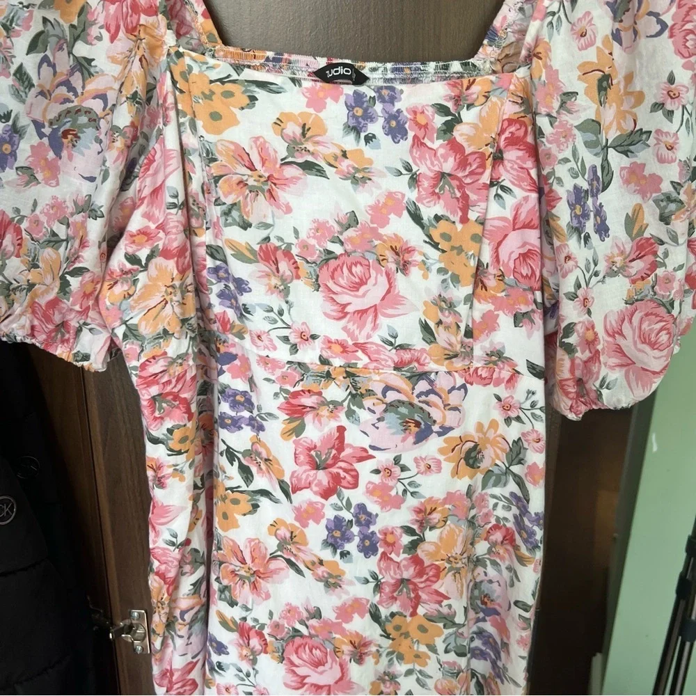 Floral Puff Sleeve Dress with pockets Womens size XL - Picture 4 of 4